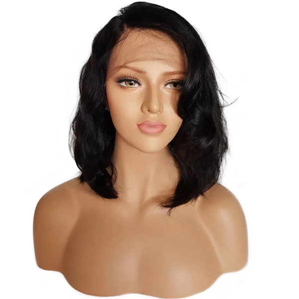 14-18inch Synthetic Hair Wigs Brazilian Virgin Simulation Human Hair Lace Front Wigs Glueless Short Bob Wavy With For Black Women