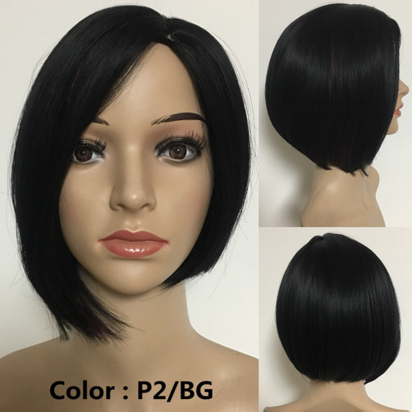 New Arrival Short BOB Straight Wig Mix Colors Synthetic Woman's Black Hair Wig Africa American Wigs Free 