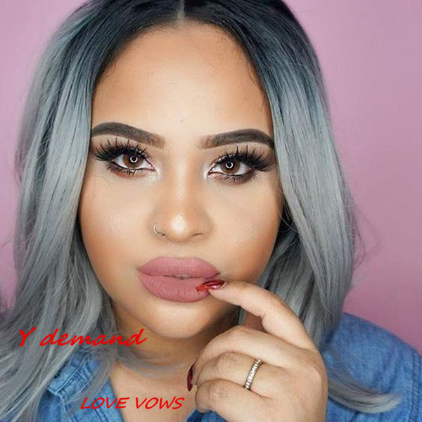 Ombre bob wig Synthetic Wigs for Black Women Grey Wig African American Short Wigs Natural Cheap Curly Hair Heat Resistant Wig for Women Sale