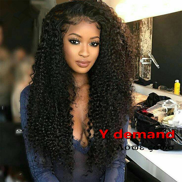 Y demand Black Long Curly Wig Synthetic Natural Full Hair Wigs Black Color Kinky Curly Wave Wigs Party Wig Heat Resistant Fiber For Women