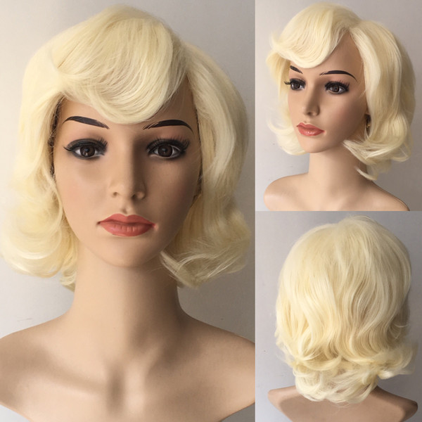 BOB Short Blonde Wig Natural Wave Synthetic Hair for Woman Dark Roots Wigs Natural Looking Synthetic Fiber Wig 