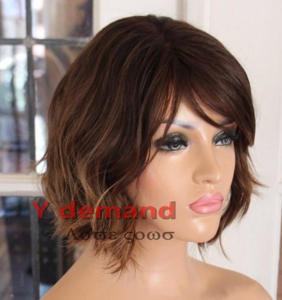 Y Demand - Natural Women Wigs BOB Synthetic Hair Short Brown Wig Sexy Female Haircut Kinky Curly Y demand