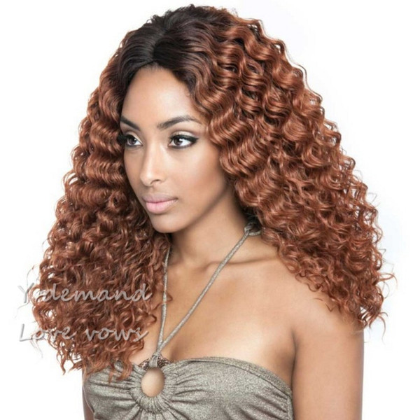 Hot Selling Silky Curly Wavy Long Brown Kinky Wig Simulation Brazilian Human Hair Full Wig In Stock Y demand