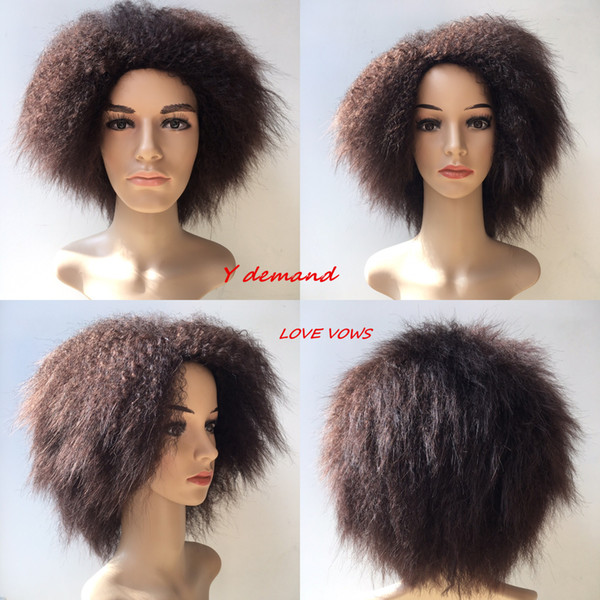 Afro Wig Kinky Curly Wigs for Black Women Short Natural Brown Heat Proof Synthetic Female Short Hair Wig Wigs for Black Women Fake Hair