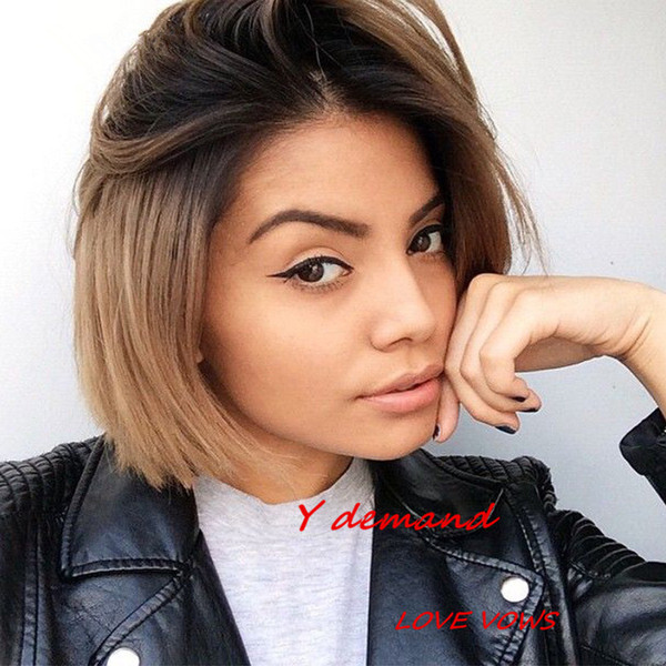 Summer Style Beauty BOB Straight Wig Black Ombre African American Hair Cheap Wigs Online Kanekalon Wig Synthetic For Black Women