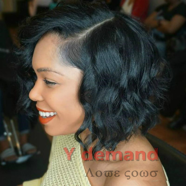 Y demand Brazilian Hair short bob Curly black color Wig Simulation Human Hair short curly full wigs in large stock