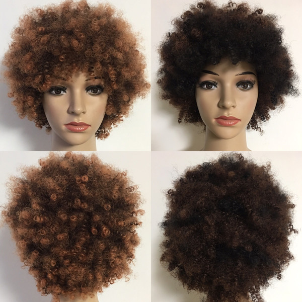 Classic Fashion Lady's Short Wig Bob Kinky Curly Brown Hair Wigs For Black Woman Full Wigs Heat Resistant Synthetic Hair Y demand