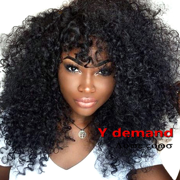 Y demand Fashion Afro Kinky Curly Synthetic Full Wig Black Wigs Heat Resistant Best Quality Synthetic Wigs for Black Women