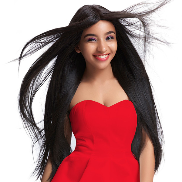 Long Black straight full wigs simulation human hair Fashion Sexy straight full wig For Girl in stock