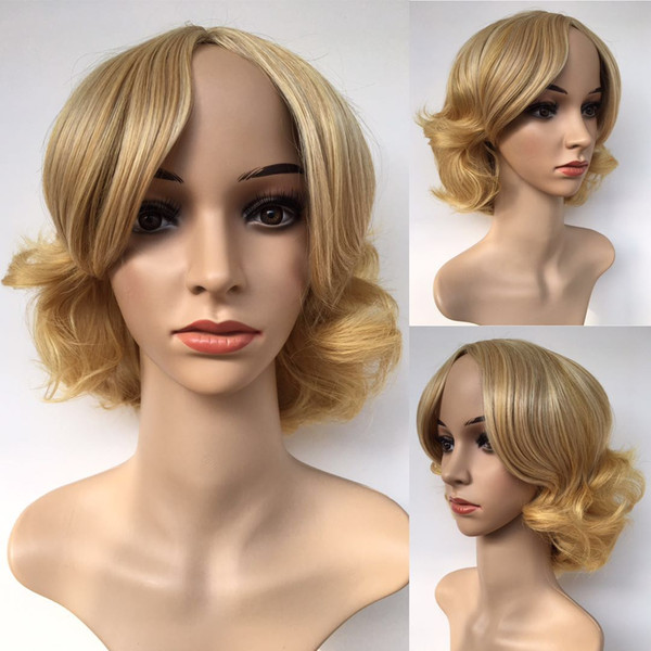 Short Blond Curly Wig Fashion In Stock Charming Simulation Like Human Hair Weave Wigs Style Full Wigs For Black Women Y demand