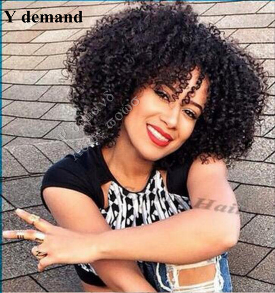 Wholesale Price Kinky Curly Wigs 180 Density Black Color Heat Resistant Synthetic Lace Front Wig Medium Long Curly Synthetic Hair Wigs Y dem