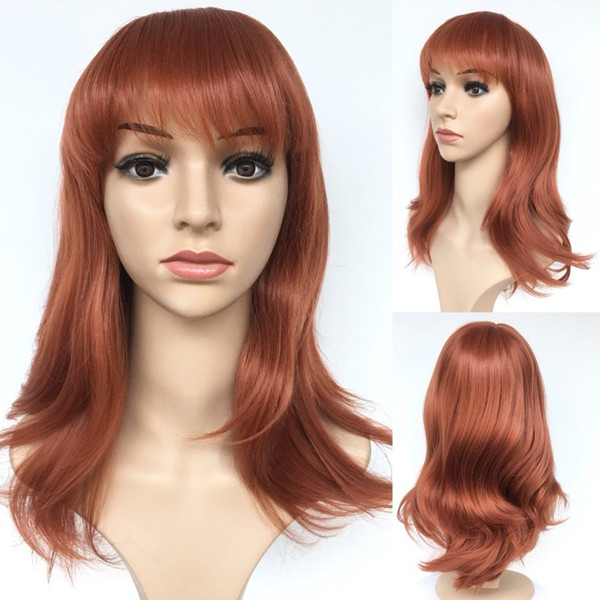 Fashion Fluffy Hair Long BOB Perucas Femininas Orange Red Straight Bob Pixie Wig Haircut Styles For Women Natural Wig Afro Full Wigs