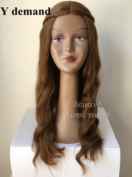 Movie Game of Thrones Actress Margaery Tyrell Hair Long Wavy Brown Wig With Braid Cosplay Anime Wigs Popular