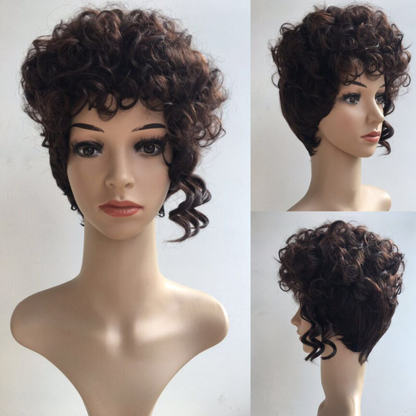 Fashion Ladies Cheap Bob Brown Wigs With Bangs Synthetic Black Short Wigs Natural Hair Cut Wigs Wholesale