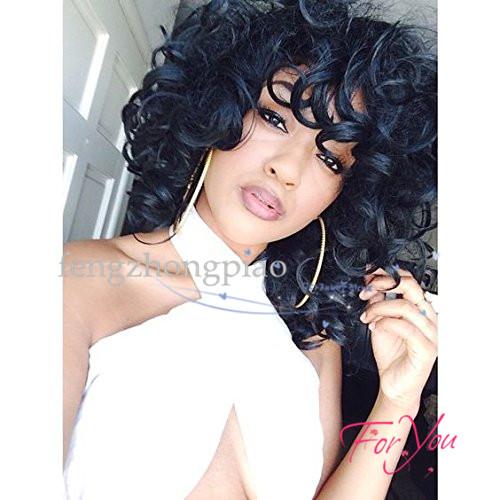 FZP Short Hair Afro Kinky Curly Wigs High Temperature Fiber Black / Light Brown Color Simulation Human For Black Women