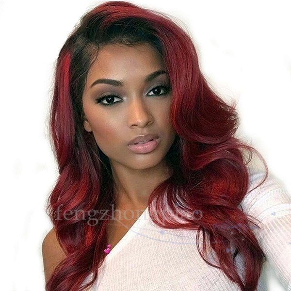 New Stylish Lolita Long Curly Full Synthetic Wig Hairstyle Ombre Burgundy Wigs Afro Long Wavy Wigs African American Black Hair