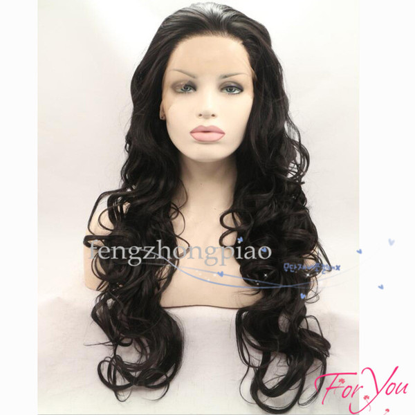 FZP Fashion Long Black Kinky Curl Wigs Lace Front For Black Women Afro Style High Quality Heat Resistant Fiber Synthetic Curly Wigs