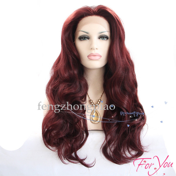 Red Lace Frontal Wigs Pre Plucked Lace Front Wig Brazilian Body Wavy Burgundy Color Like Human Hair Wigs Pre plucked Hairline