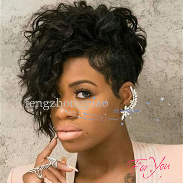 Feng zhong piao Synthetic Wigs for Black Women Afro Curly Hair Wigs Short Kinky Curly Full Wigs with Free Wig Cap Heat Resistance Fiber