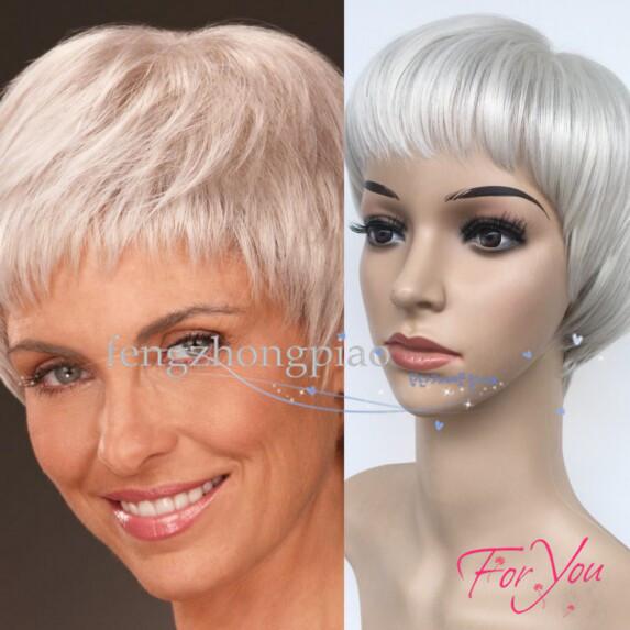 Fashion Short Beige Afro Wig Straight Synthetic BOB Wigs Natural Hair for Old Women None Lace Hairstyle In Stock