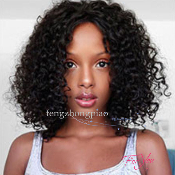 Feng zhong piao Short Full wigs Curly Loose Water Wave Brazilian Synthetic Black Hair Wigs Natural Hairline For Black Women