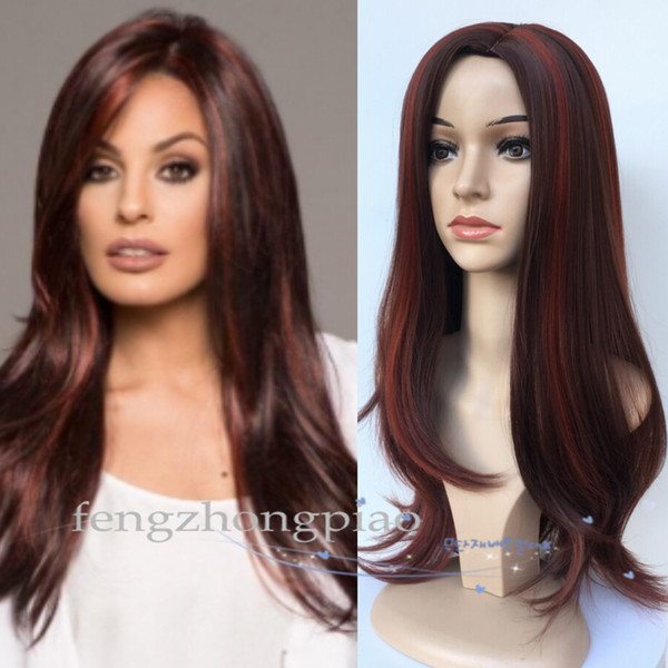 FZP Fashion Long Straight Red Like Human Hair Wigs For Black Women Brazilian Straight Full Hair Wigs For Africans