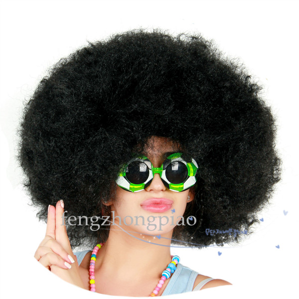 FZP Halloween disco curly wig Rainbow Afro wigs Clown Child Adult Costume Football Fan Wig Hair Fan Fun