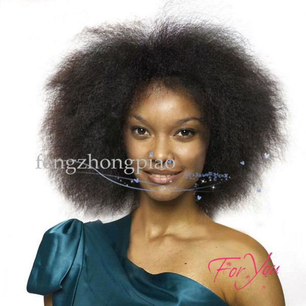 FZP High Temperature Fiber Short Hair Afro Kinky Curly Wigs 4 Colors Black / Red /Brown Color Simulation Human For Black Women