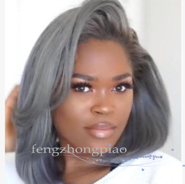 FZP Pixie Cut Wig Grey Short glueless Simulation brazilian Human Hair wigs for African Americans Best Synthetic hair wigs