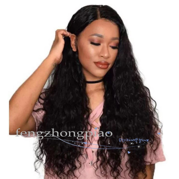 FZP Charming Glueless Full Wig Long Black Wavy Curly Hair Simulation Human Hair Wig For Africans For Black Women In Stock