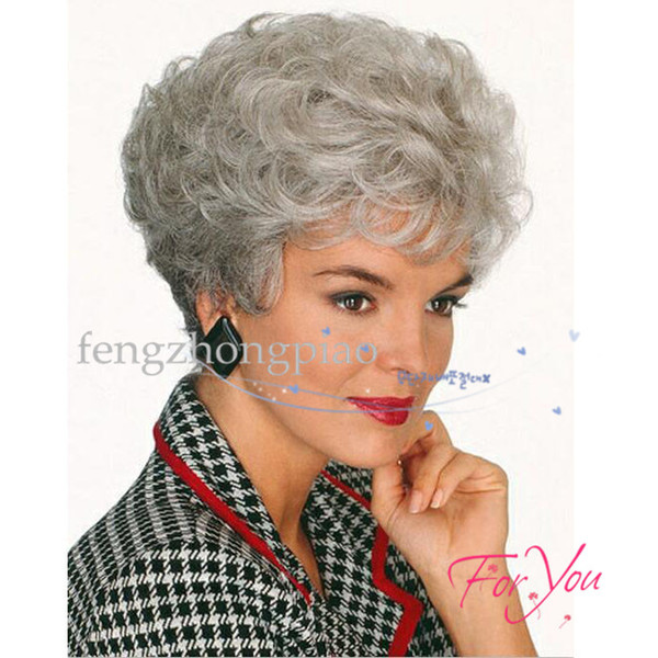 Short Grandmother grey Wig Curly Synthetic Wigs Women Hair Wigs African American Good Guality Wavy Hair ombre wig