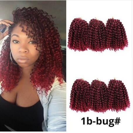 Xiu Zhi Mei 1B-Bug# Curly Crochet Hair Marley Braid Hair Kanekalon Ombre Braiding Hair Synthetic Crochet Braids