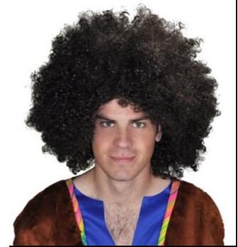 Xiu Zhi Mei 200g Brazil soccer fan's wigs afro wigs Men Afro Fans Wigs Bulkness Christmas Halloween Carnival Party Short Curly Cosplay Wig