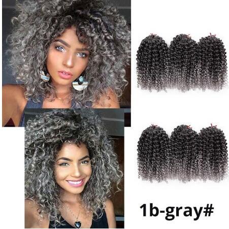 Xiu Zhi Mei Grey Curly Crochet Hair Marley Braid Hair Kanekalon Ombre Braiding Hair Synthetic Crochet Braids