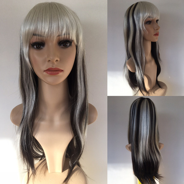 Xiu Zhi Mei Long Straight Cosplay Synthetic Wig Mix Color Hair High temperature fiber Wigs for Women