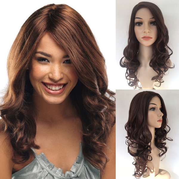 Xiu Zhi Mei High Temperature None Lace Synthetic Wig With Bangs For Women Natural Hair Full Wavy Wigs Cosplay Fake Curly Hair For Africans