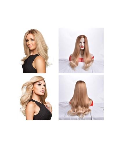 Xiu Zhi Mei New Hot Sale Heat Resistant Hair Ombre brown Synthetic Front Wig For Women Side Part Long Silky Straight Wigs