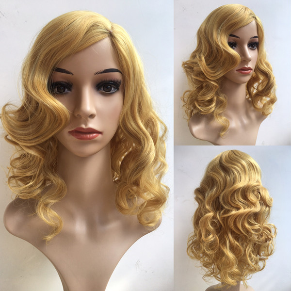 Xiu Zhi Mei Hot Sale Blonde Synthetic Wig For Women Medium Length Heat Resistant Cosplay Hair Wig