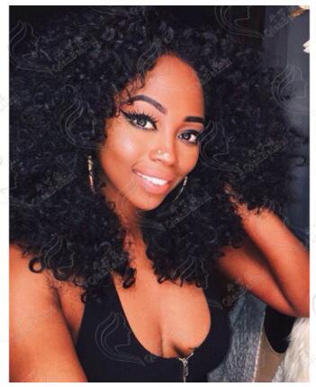 Xiu Zhi Mei Hot selling Afro Kinky Curly Wig Simulation Human Hair Kinky Curly Full Wigs with bangs in stock