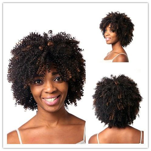 Xiu Zhi Mei 30cm Heat Resistant Highlights Brown Short Curly Wig For Black Women Synthetic Natural Afro Hair Free Shipping