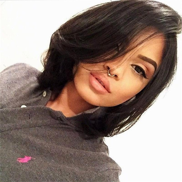 Top Quality Fashion Short Wigs Straight Haircuts Black Bob Kanekalon African American Women Wig New Hair For Women In Stock