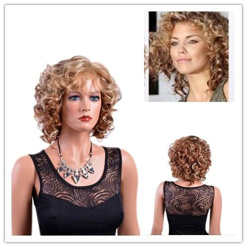 Xiu Zhi Mei High Quality Fashion Bob Wigs Afro Ombre Mixed Brown Curly Short Bob Wigs For Women 13 inch