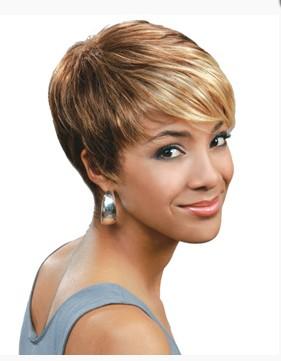 Xiu Zhi Mei Rihanna in 24 Hours Fashion Short Straight Colorful Blonde&Brown Synthetic Wig Fulll Wigs Top Quality Wigs