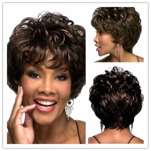 Xiu Zhi Mei Hight Quality New Stylish Brown Short Curly Lady's Fashion Sexy Party Cosplay Synthetic Hair Wigs