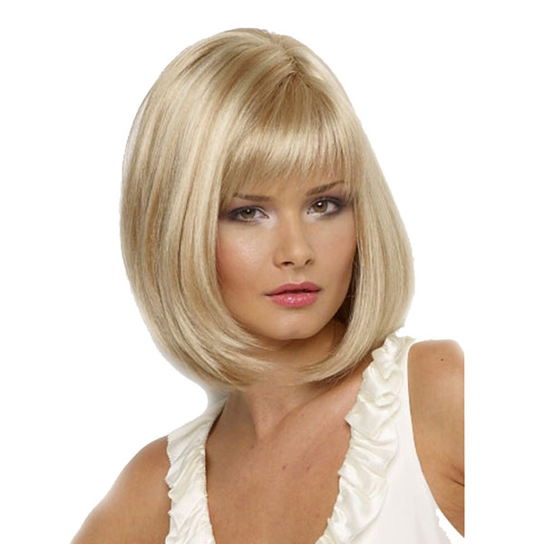 WoodFestival short blonde wig high temperature straight hair wigs white women medium length fiber synthetic hair bob wig