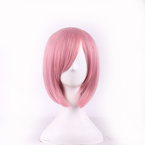 WoodFestival 35cm short pink wig women straight fiber hair wigs synthetic high quality bob Wig with bangs synthetic anime cosplya