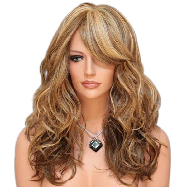 WoodFestival blonde flax brown women wig long wavy fiber wig synthetic heat resistant lolita hair wigs ombre