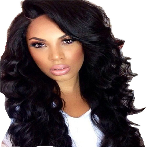 WoodFestival long curly wig fashion black wigs for women heat resistant fiber hair wigs African American black women wavy wig