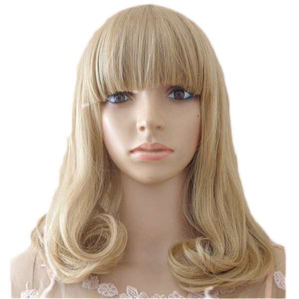 WoodFestival women bob wig blonde curly wig with bangs pear linen short hair wigs heat resistant fiber synthetic wigs cheap