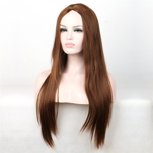 WoodFestival long straight synthetic wigs for women 65cm blonde red black brown blue soft realistic wig fiber hair wigs